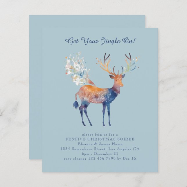 Papier Budget Festive Reindeer Noël Invitation (Devant / Derrière)
