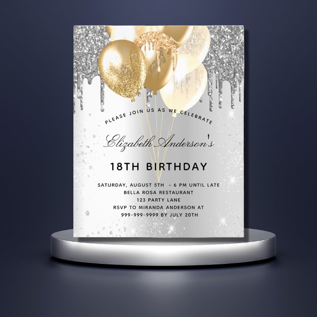 Papier Budget fête d'anniversaire argent or ballons parti (Créateur téléchargé)