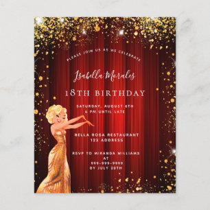 Papier Budget fête d'anniversaire rouge or parties scinti