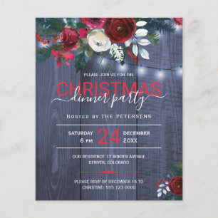 Papier Budget fête de Noël invitation florale rustique