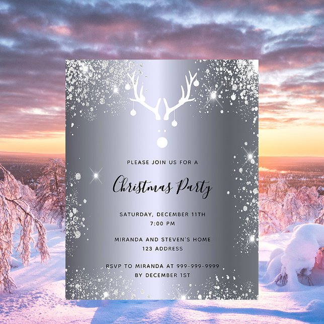 Papier Budget fête de Noël invitation rennes d'argent (Créateur téléchargé)