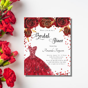 Papier Budget Fête des mariées rouge blanc robe invitatio