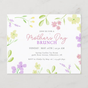 Papier Budget Fête des Mères Brunch Soft Floral Invitatio