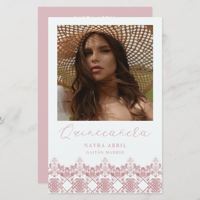 Papier Budget Fiesta Quinceañera Español Efecto Encaje (Devant / Derrière)