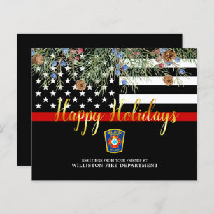 Papier Budget Fire Department Thin Red Line Holiday Card