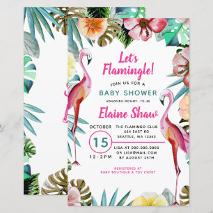 Papier Budget Flamant rose tropical Baby shower Invitatio