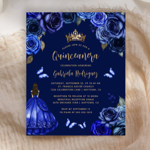 Papier Budget Fleur Royal Bleu Foncé Princesse Quinceañer