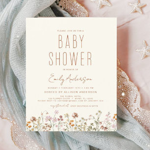 Papier Budget Fleur sauvage Boho Baby shower Élégant mode