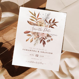 Papier Budget Fleurs Boho Mariage d'Automne Enregistrer l