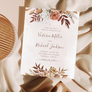 Papier Budget Fleurs Boho Mariage d'Automne Enregistrer l