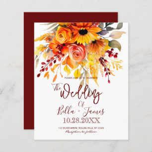 Papier Budget Fleurs d'automne Faire-part de mariage de f