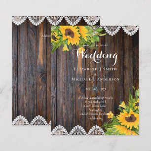 Papier BUDGET Fleurs de soleil en bois rustique Mariage d