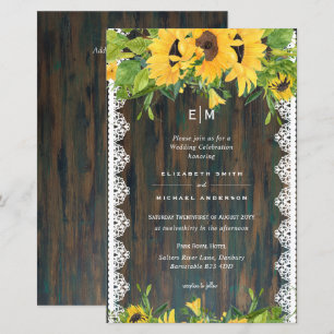 Papier BUDGET Fleurs de soleil en bois rustique Mariage d