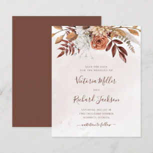 Papier Budget Fleurs de Terracotta Rouille Boho Feuillage