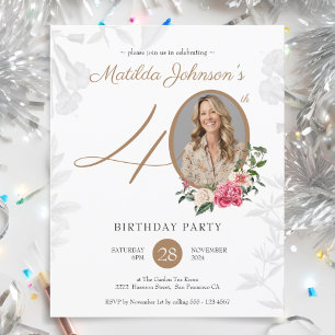 Papier Budget Floral 40e anniversaire Invitation