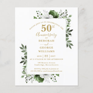 Papier Budget Floral 50e anniversaire Mariage Invitation