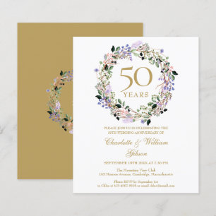 Papier Budget Floral 50e anniversaire Mariage Invitation