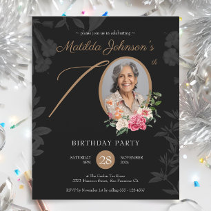 Papier Budget Floral 70e Anniversaire Fête Invitation