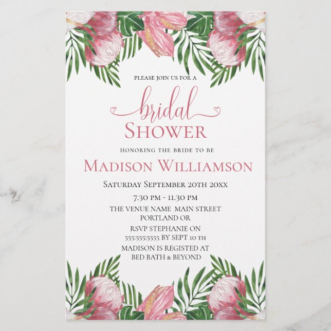Papier Budget Floral Aquarelle Tropical Paradise Bridal (Devant)