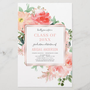 Papier Budget Floral Blush 2023 Photo Grad Invitation