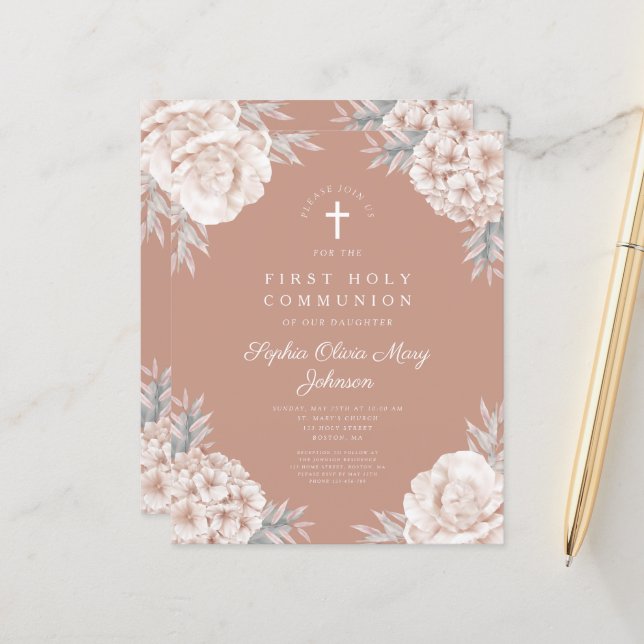 Papier Budget Floral Blush Peonies traversent la première (Devant/Arrière en situation)