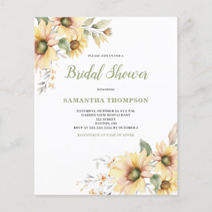 Papier Budget Floral Botanique Invitation à la douche nup