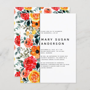 Papier BUDGET Floral Célébration de la vie Invitation