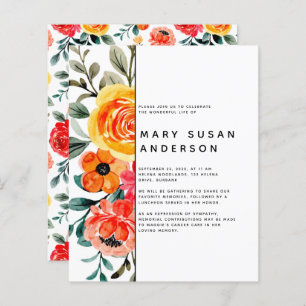 Papier BUDGET Floral Célébration de la vie Invitation