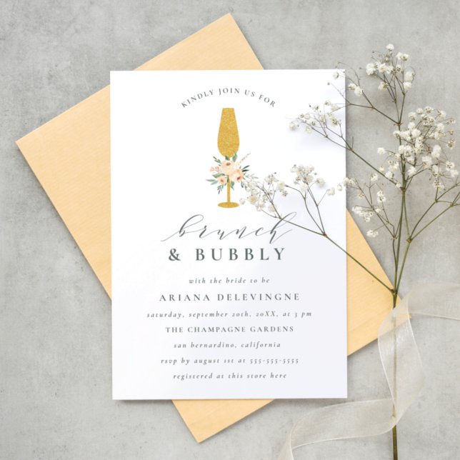 Papier Budget Floral Champagne Bridal Brunch & Bubbly (Créateur téléchargé)