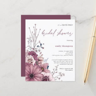 Papier Budget Floral Drive Par Bridal Shower Invitation