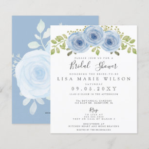 Papier Budget Floral Dusty Blue Bridal Shower Invitation