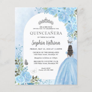 Papier Budget Floral Dusty Blue Princesse Quinceanera