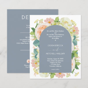 Papier Budget Floral Dusty Mariage bleu tout en un Invita
