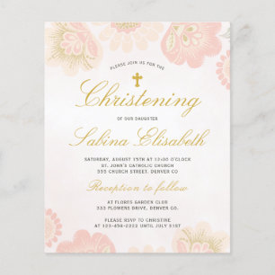 Papier Budget floral élégant Christening Invitation