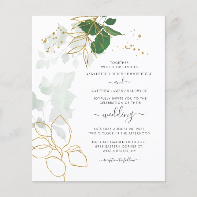 Papier Budget Floral Faux Gold Parties scintillant Faire- (Devant)