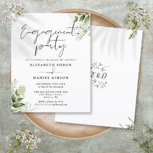 Papier Budget Floral Green Engagement Party Invitation