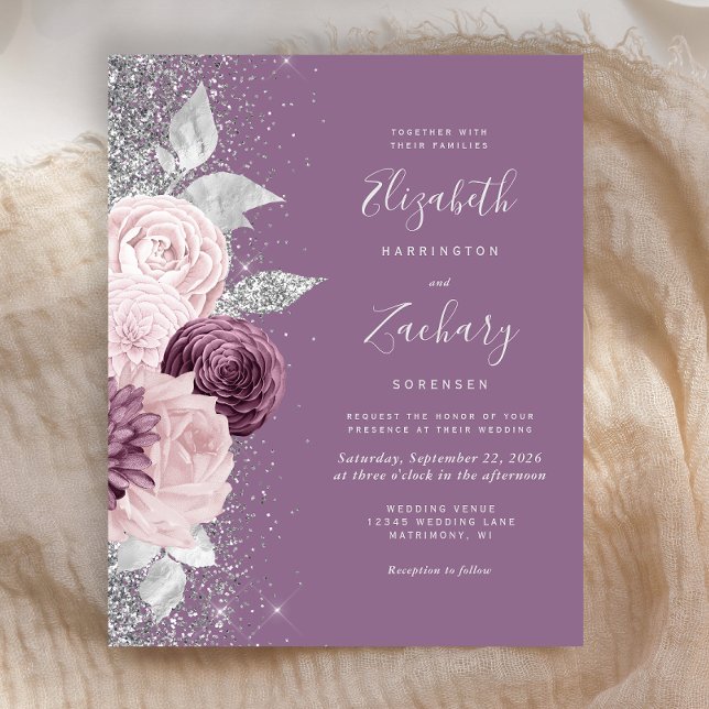 Papier Budget Floral Mauve Pink Silver Mariage Parties sc (Créateur téléchargé)