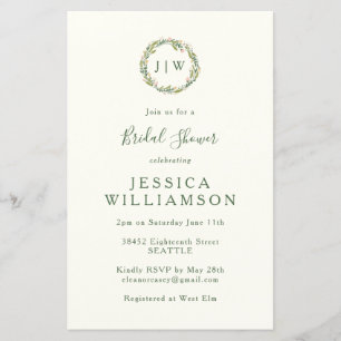 Papier Budget Floral Monogramme Fête des mariées de verdu