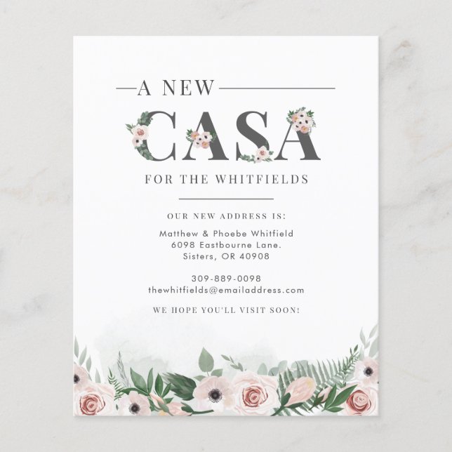 Papier Budget Floral New Casa Moving Faire-part (Devant)