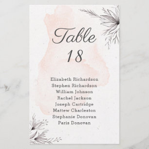 Papier Budget Floral pêche gris mariage tableau de sièges