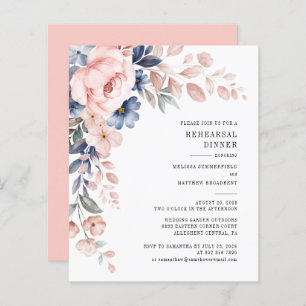 Papier Budget Floral Pink Rehearer Dîner Invitation