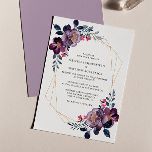 Papier Budget Floral Purple Faire-part de mariage moderne