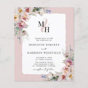 Papier Budget Floral QR Code Monogramme Faire-part de mar
