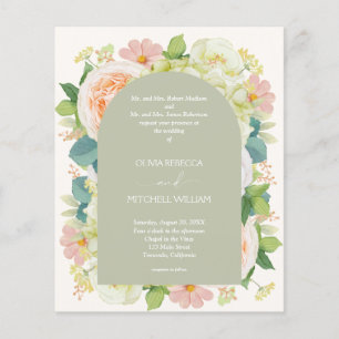 Papier Budget Floral QR Code Sage Green Wedding Invite