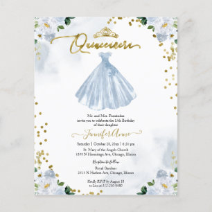 Papier Budget floral Quinceanera Invitation Bilingue