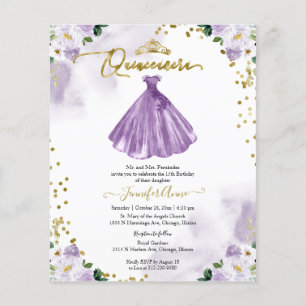 Papier Budget floral Quinceanera Invitation Bilingue
