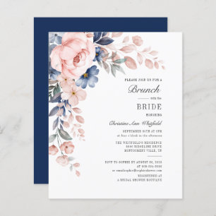 Papier Budget Floral Rose Aquarelle Bleu Brunch nuptiale