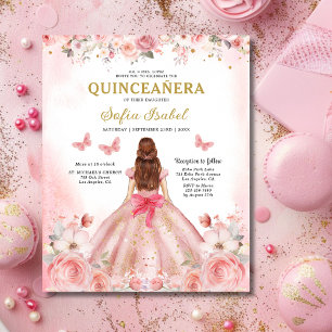Papier Budget Floral rose Bilingue Espagnol Quinceanera