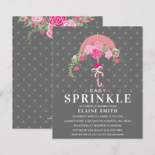 Papier Budget Floral rose parapluie Baby shower Invitatio