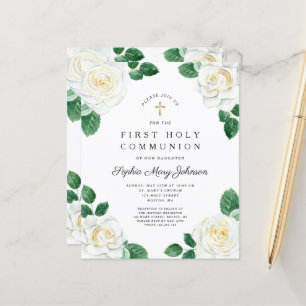 Papier Budget Floral Roses Blanches Fille Première Commun